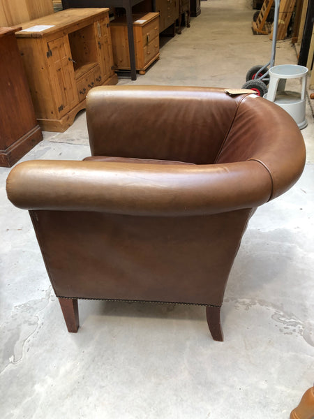 Brown Faux Leather Armchair