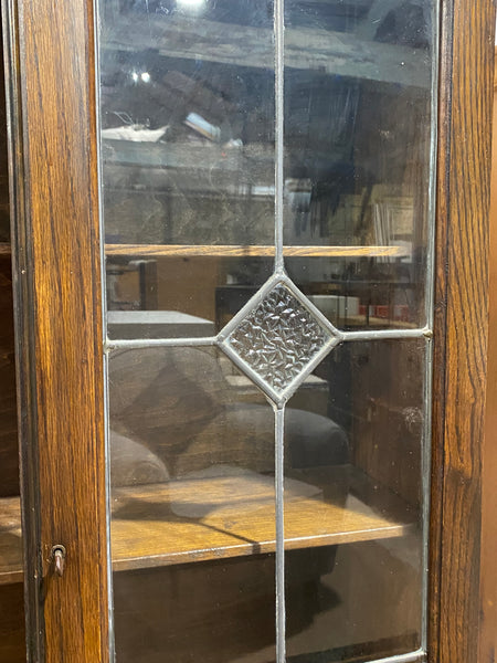 Tall Oak Bureau Display Cabinet