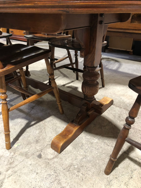 Dark Wooden Ext. Dining Table & 6 Chairs