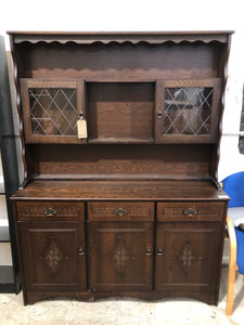 Large Dark Oak Veneer Welsh Dresser