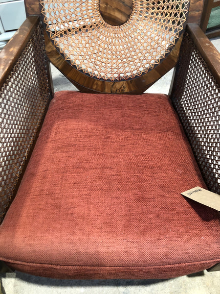 Art Deco Cane & Walnut Framed Armchair
