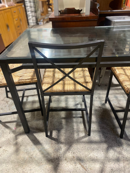 Glass & Metal Dining Table & 4 Chairs