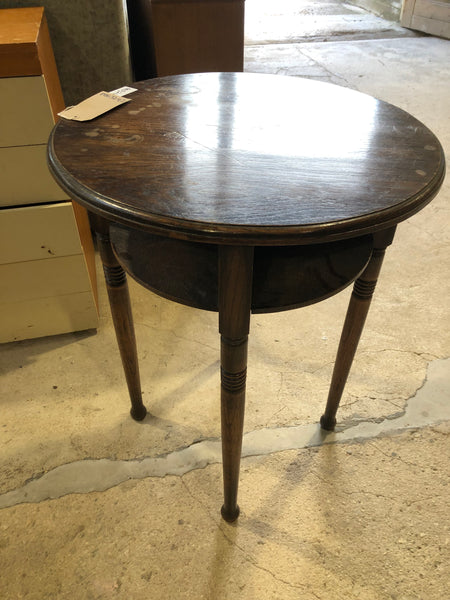 GHC - Antique Round Stained Oak Bar Table