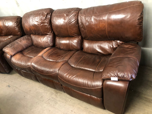 Brown Leather 3 Seater Recliner Sofa