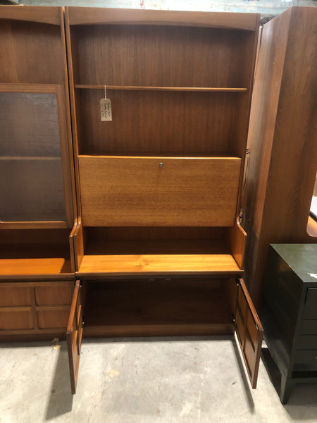 ‘Nathan’ Teak Display Cabinet With Drop Down Cupboard