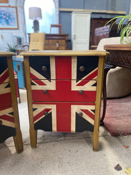 Pair Of Union Jack Bedside Tables