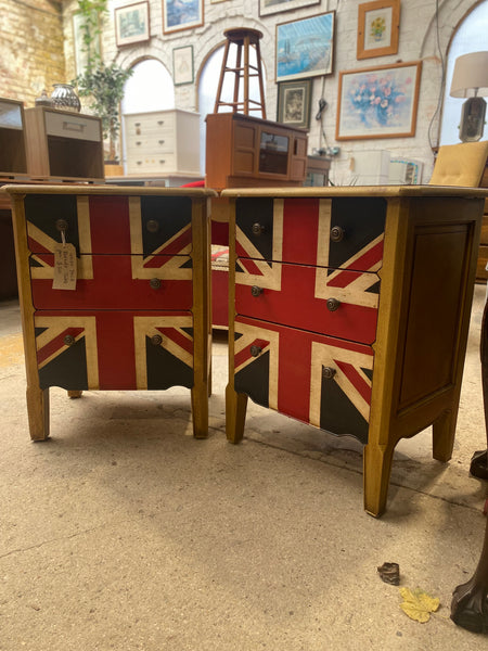 Pair Of Union Jack Bedside Tables