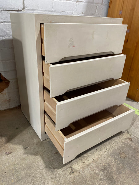 White Four Drawer Chest of Drawers - REF
