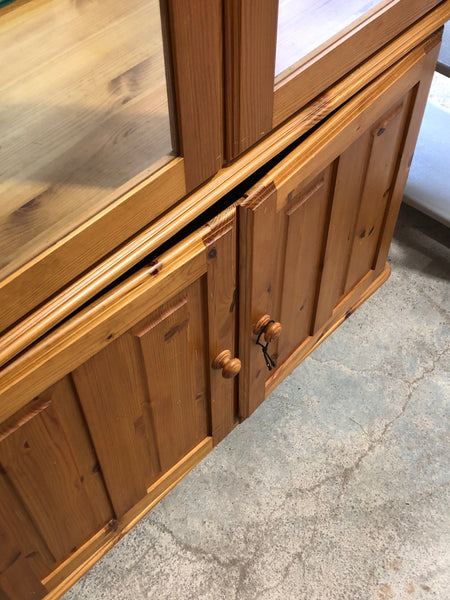 Pine & Glass Fronted Display Cabinet
