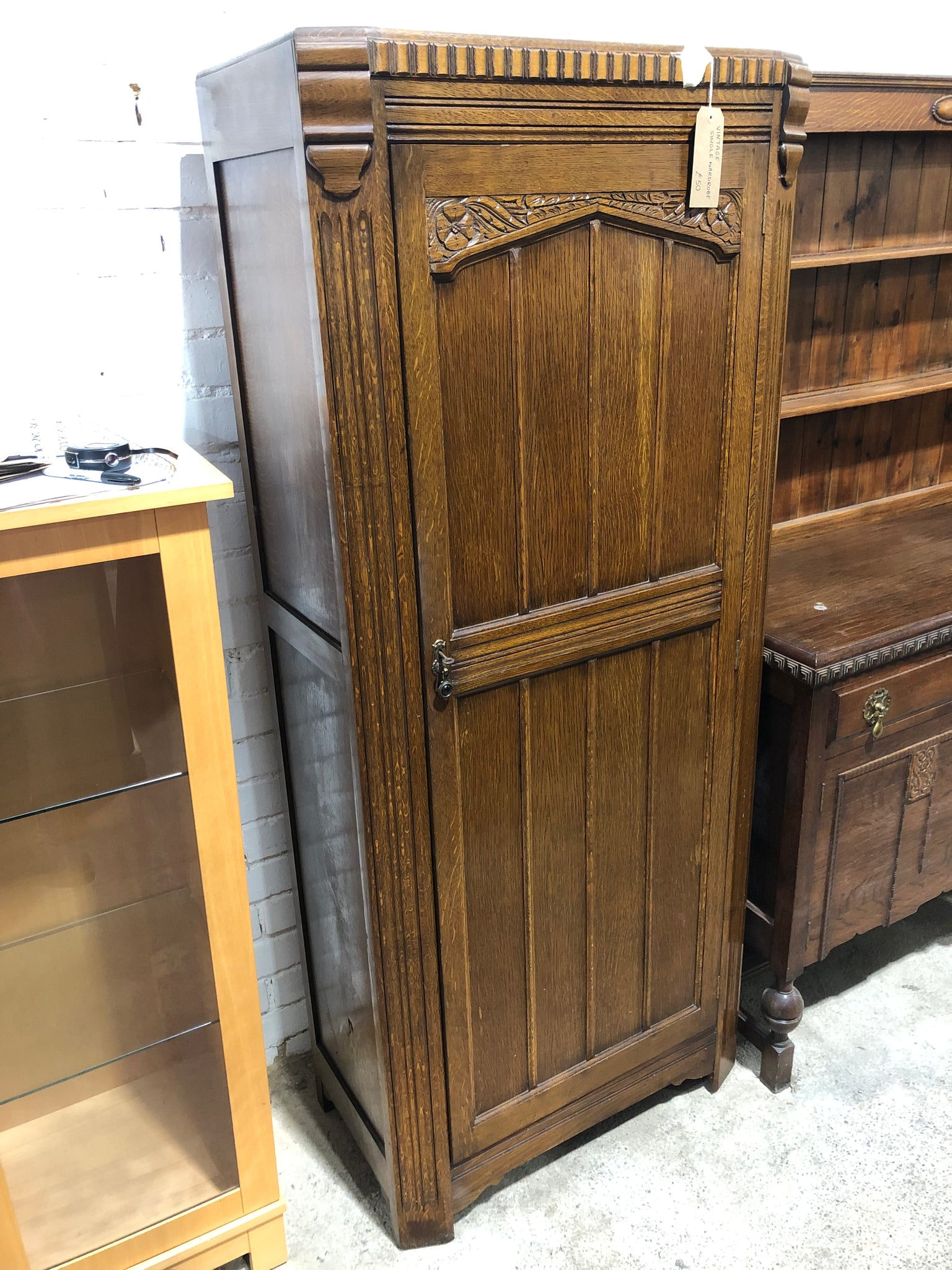 Retro Oak Single Wardrobe