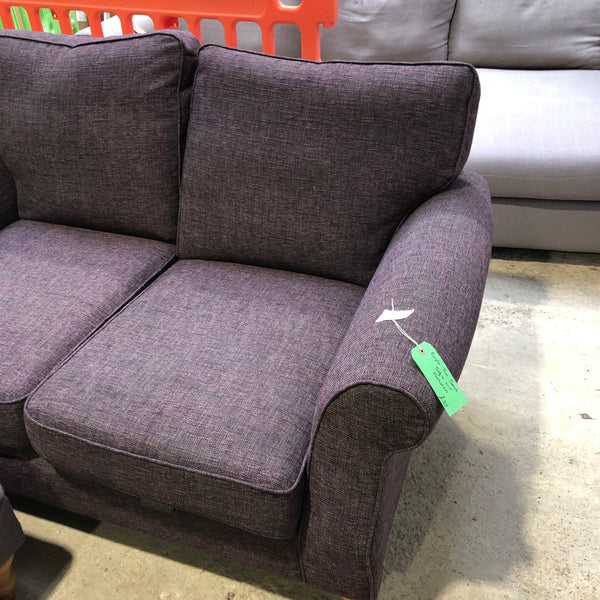 Purple Two Seater Sofa and Footstool