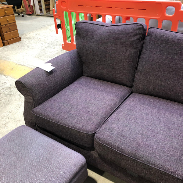 Purple Two Seater Sofa and Footstool