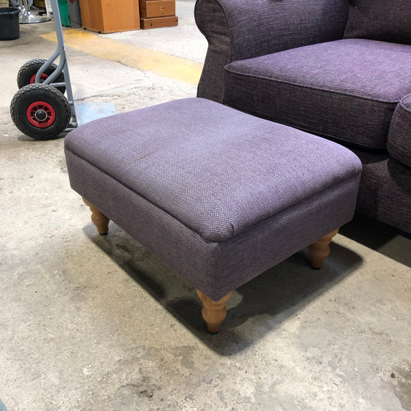 Purple Two Seater Sofa and Footstool