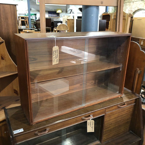 Mid-Century Teak Sliding Glass Bookcase