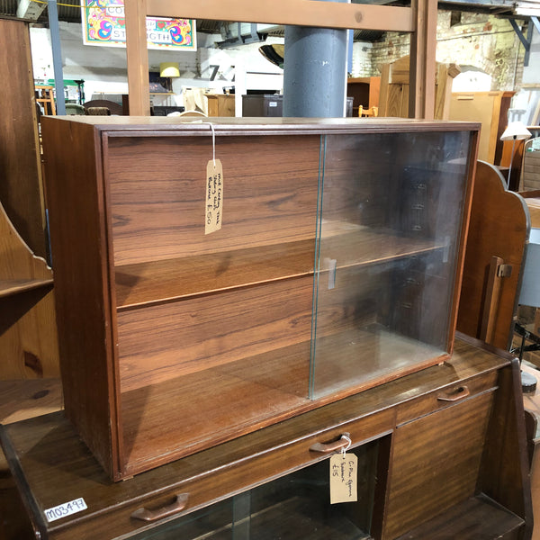Mid-Century Teak Sliding Glass Bookcase