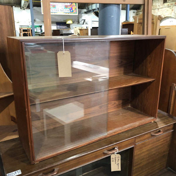Mid-Century Teak Sliding Glass Bookcase