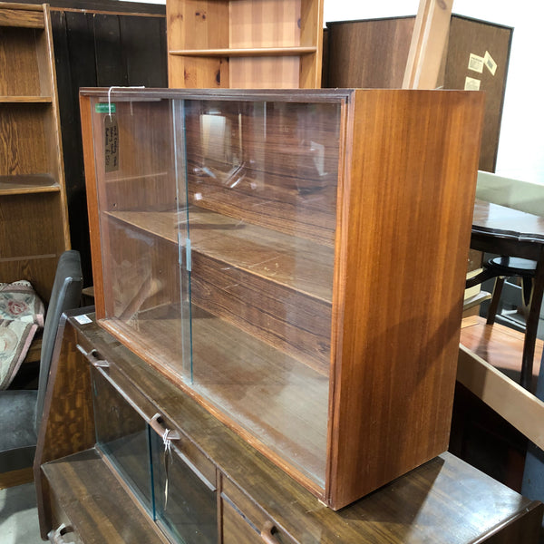 Mid-Century Teak Sliding Glass Bookcase