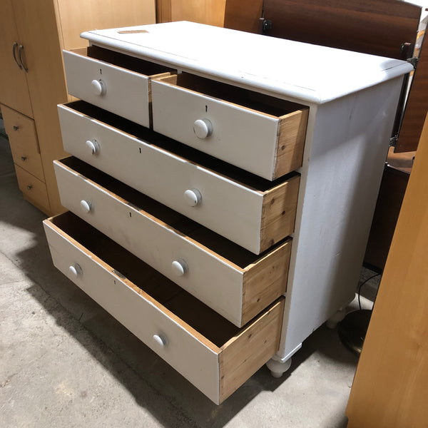 Large White Solid Wooden Chest of Drawers