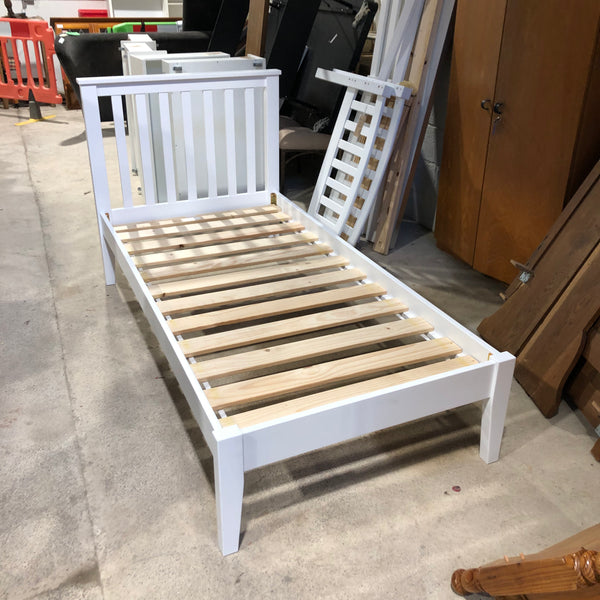 White Wooden Single Bed - REF