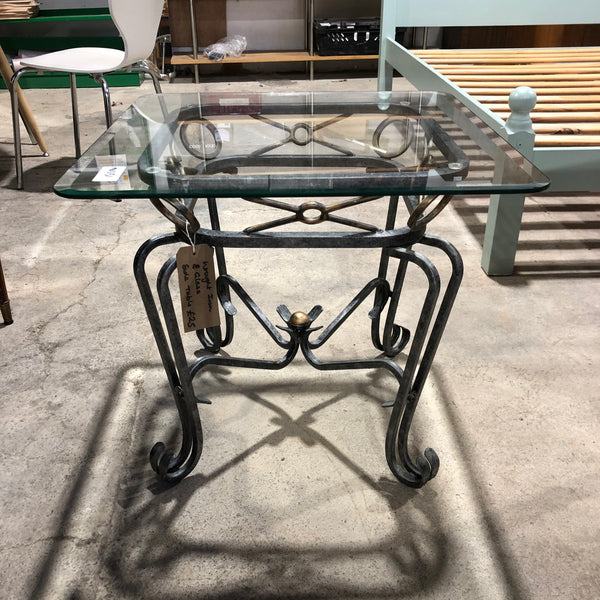 Wrought Iron & Glass Side Table
