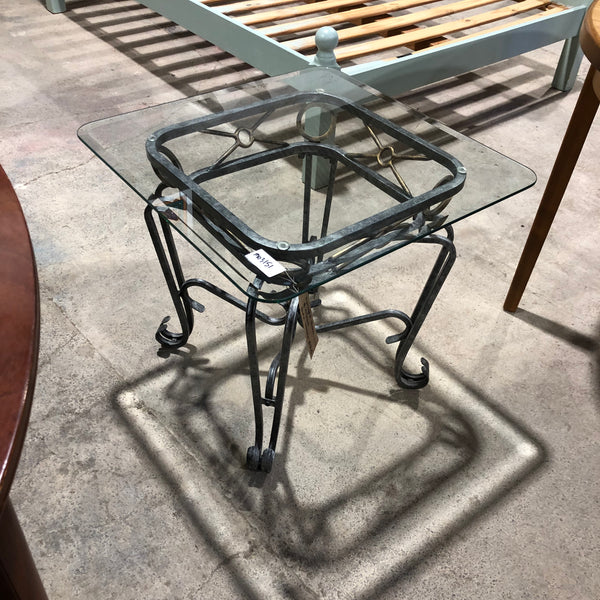 Wrought Iron & Glass Side Table