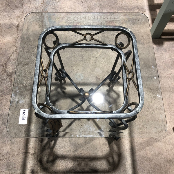 Wrought Iron & Glass Side Table