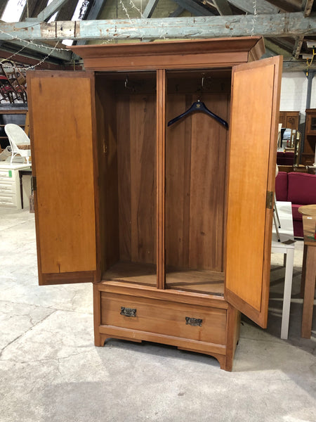 Edwardian Carved Wood Double Wardrobe