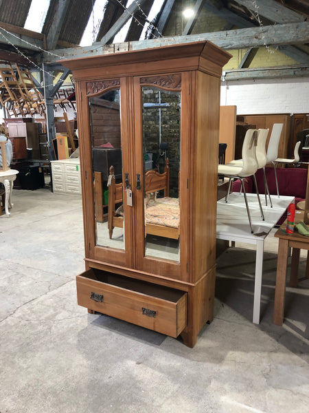 Edwardian Carved Wood Double Wardrobe