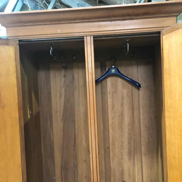 Edwardian Carved Wood Double Wardrobe