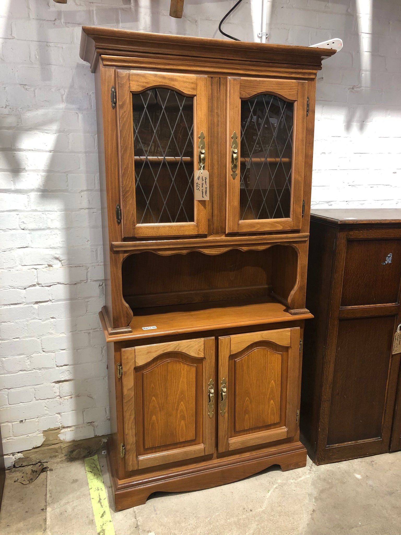 Veneer Dresser With Glass Cupboard