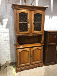 Veneer Dresser With Glass Cupboard