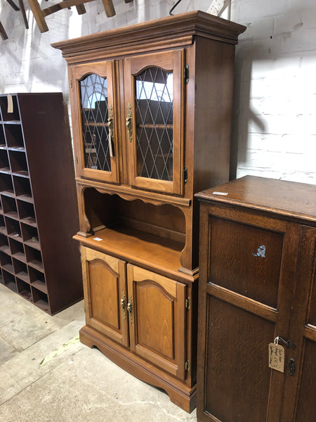 Veneer Dresser With Glass Cupboard