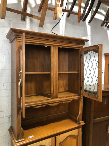 Veneer Dresser With Glass Cupboard