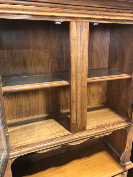 Veneer Dresser With Glass Cupboard