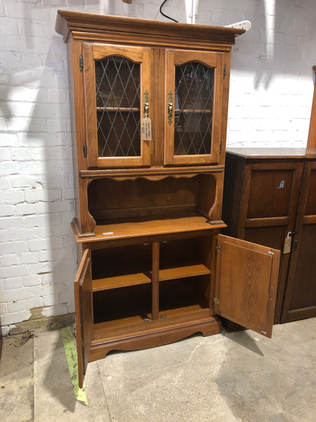 Veneer Dresser With Glass Cupboard