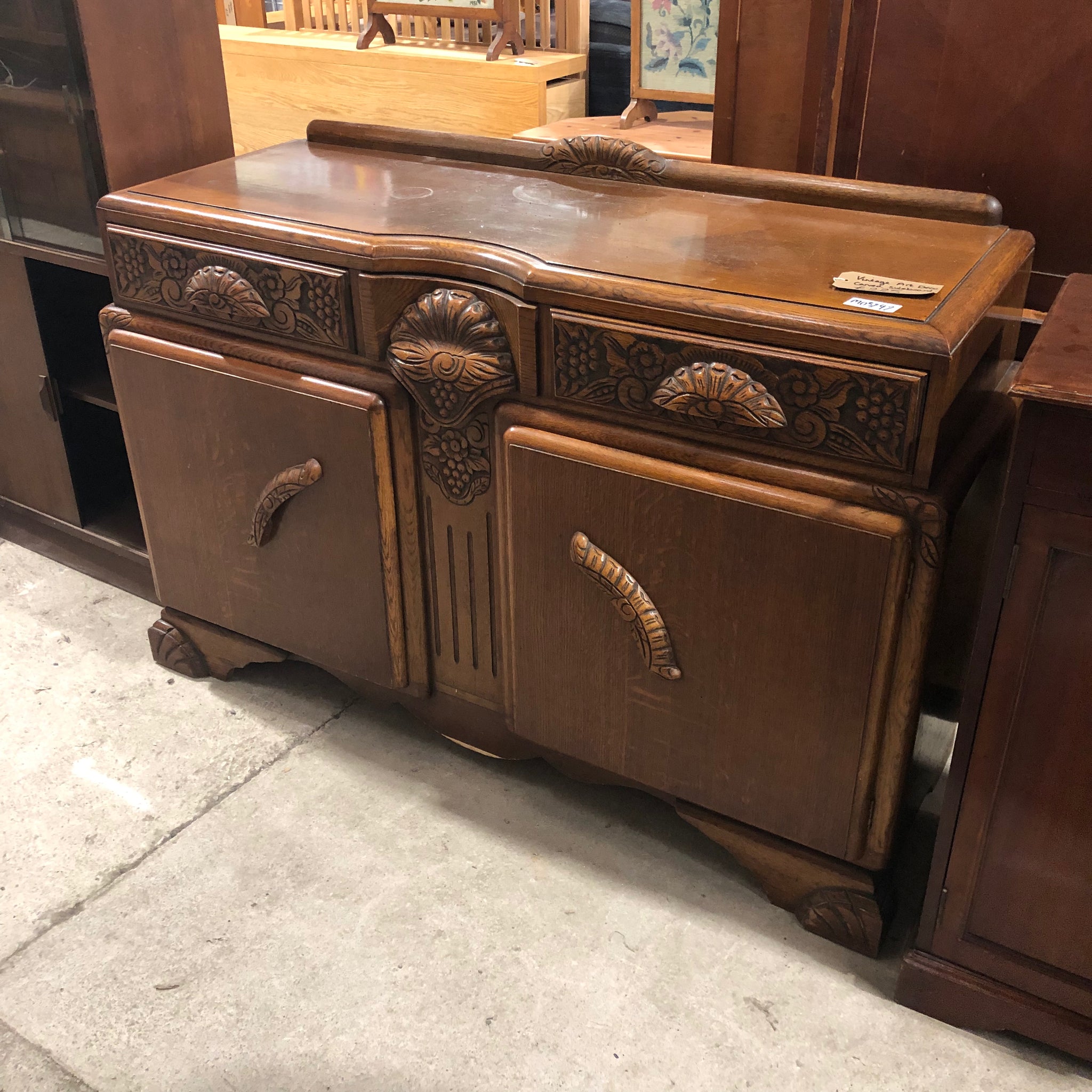 Vintage Art Deco Carved Sideboard