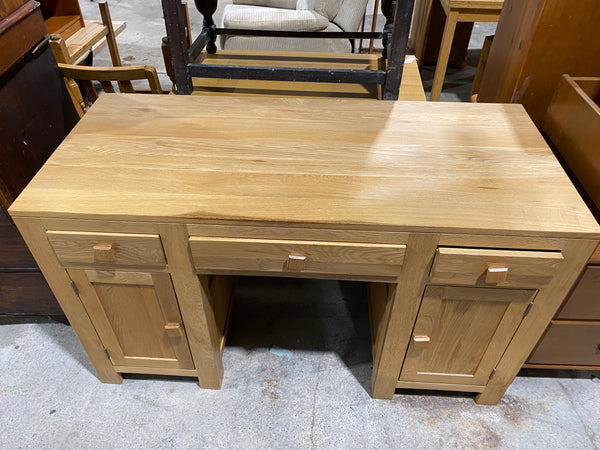 Twin Pedestal Oak Desk