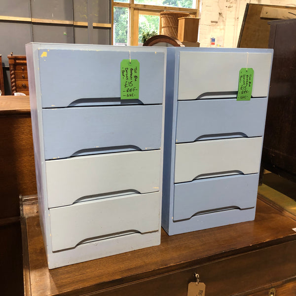 Tall Blue Bedside Drawers  - REF