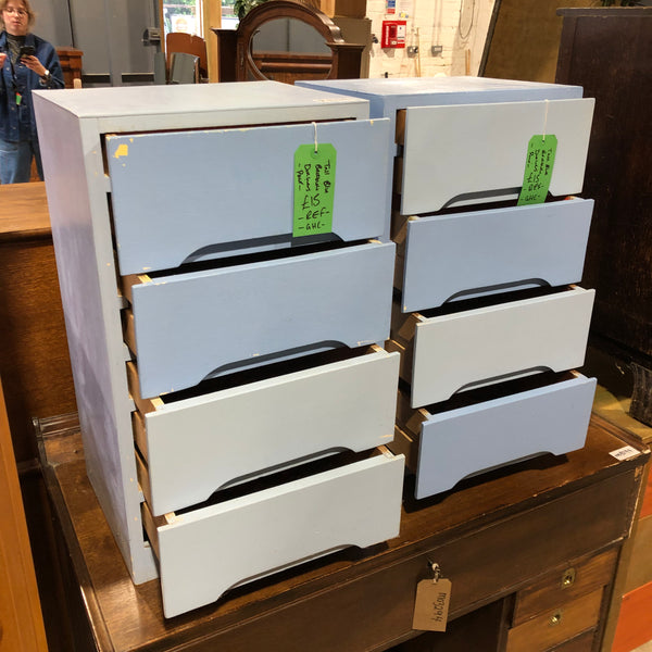 Tall Blue Bedside Drawers  - REF