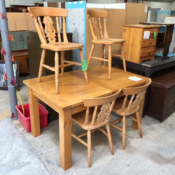Extending Dining Table and Four Chairs - REF