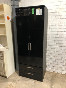 Glossy Black Wardrobe - REF