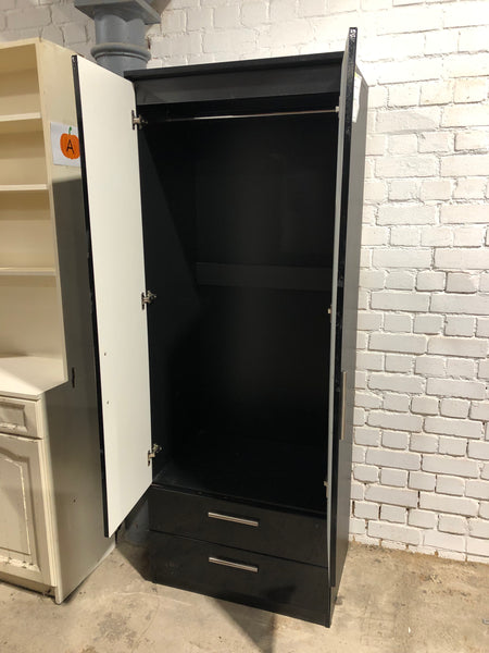 Glossy Black Wardrobe - REF