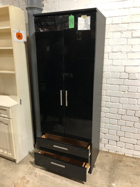 Glossy Black Wardrobe - REF