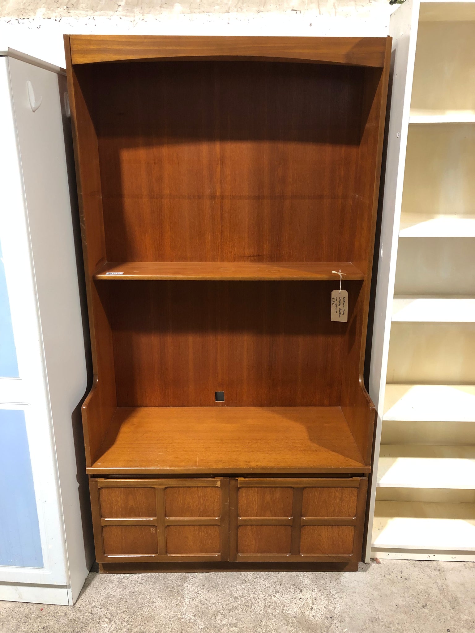 ‘Nathan’ Teak Display Bookcase With Cupboard