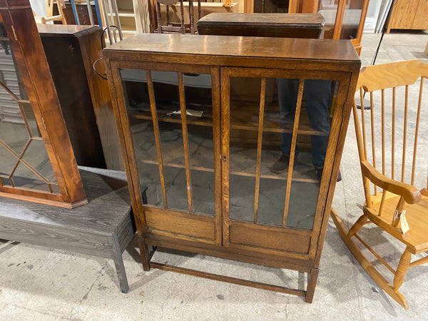 Vintage Oak Bookcase Cabinet