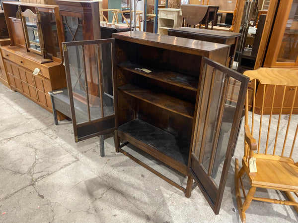 Vintage Oak Bookcase Cabinet