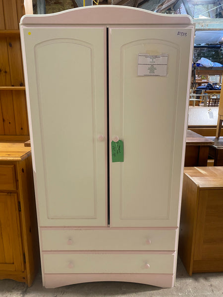 REF - White and Pink Small Double Wardrobe