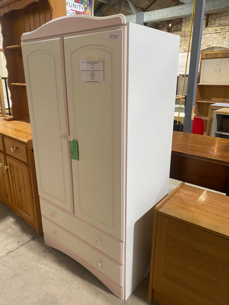 REF - White and Pink Small Double Wardrobe