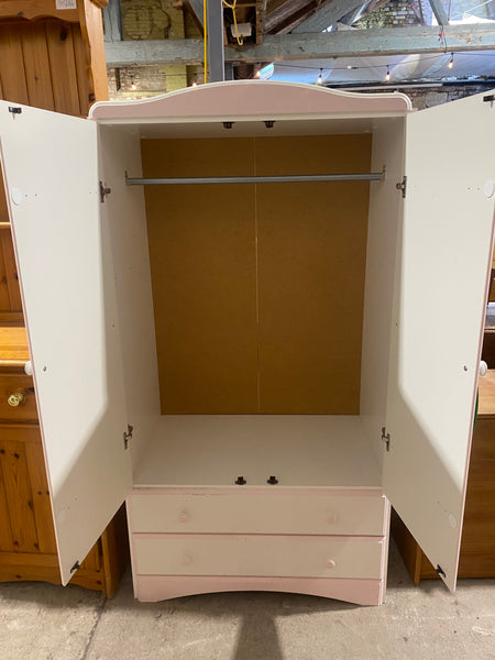 REF - White and Pink Small Double Wardrobe