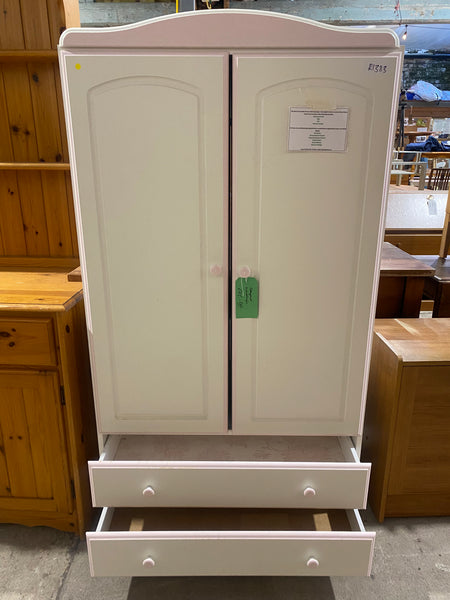 REF - White and Pink Small Double Wardrobe